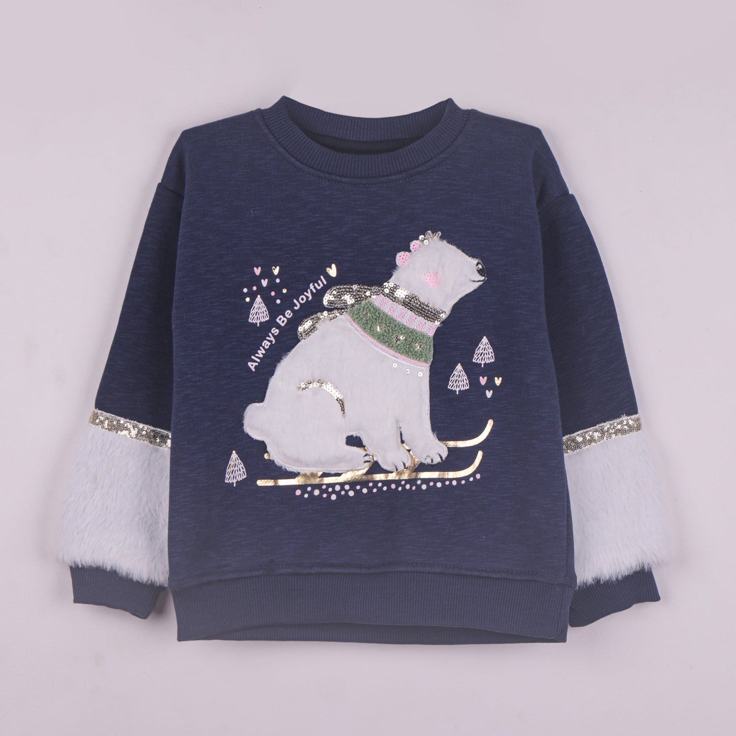 Tiny Sunshine Sweat — “Always Be Joyful” Navy Crew