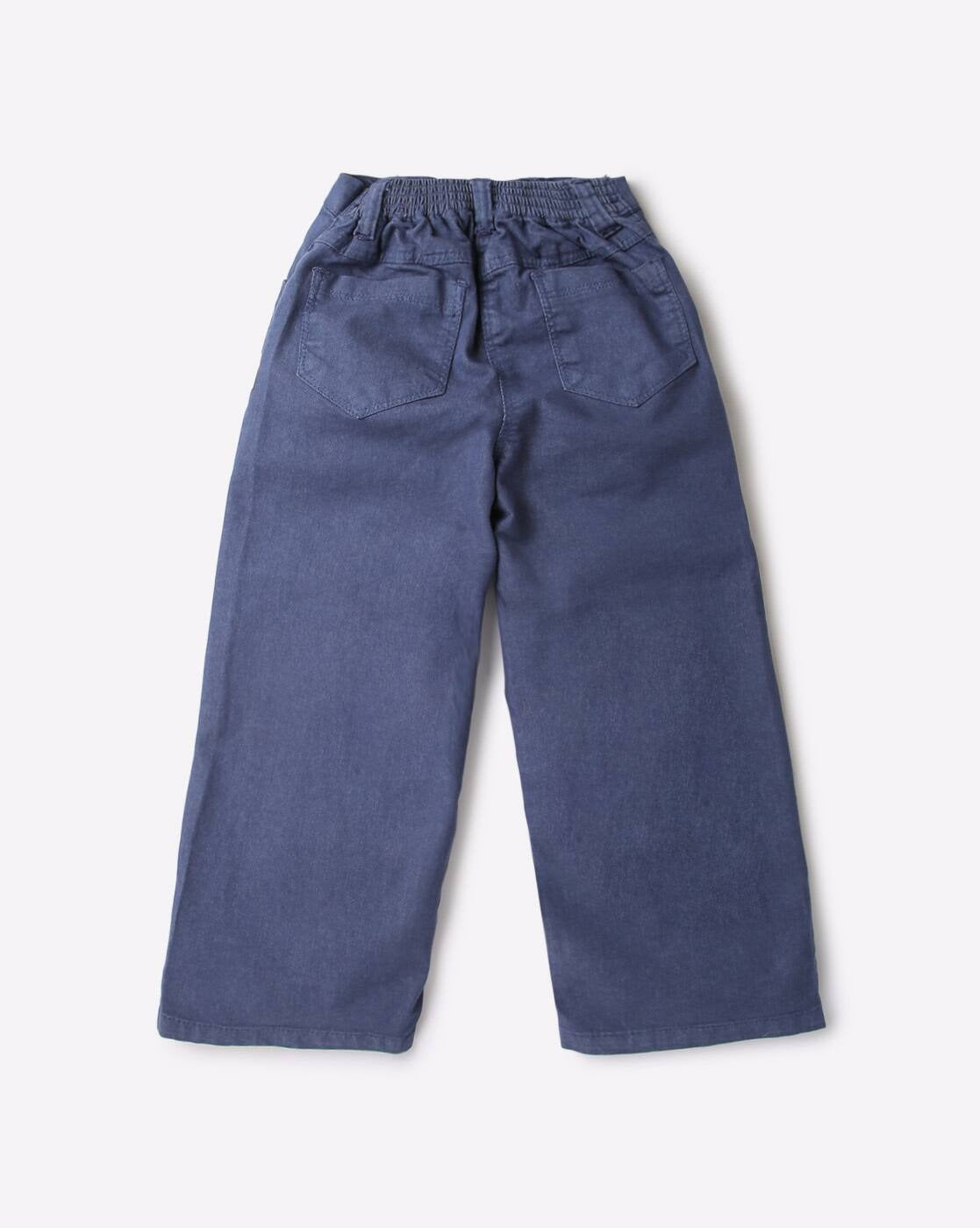 Playful Comfort – Girls’ Navy Blue Regular Fit Pants