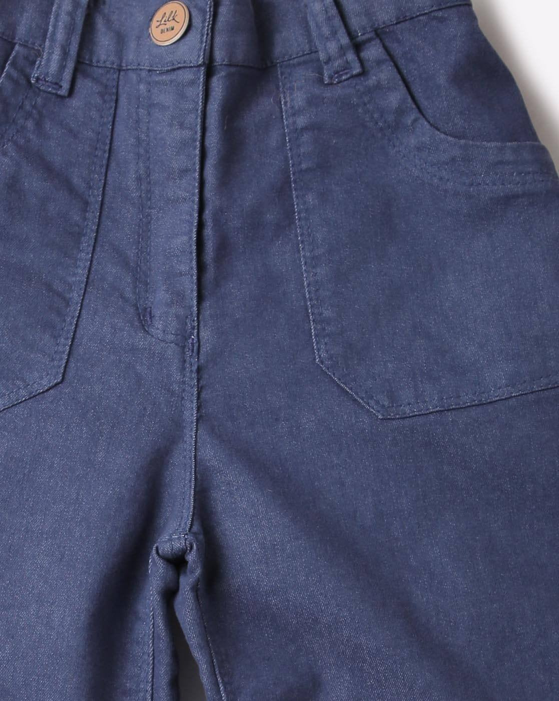 Playful Comfort – Girls’ Navy Blue Regular Fit Pants