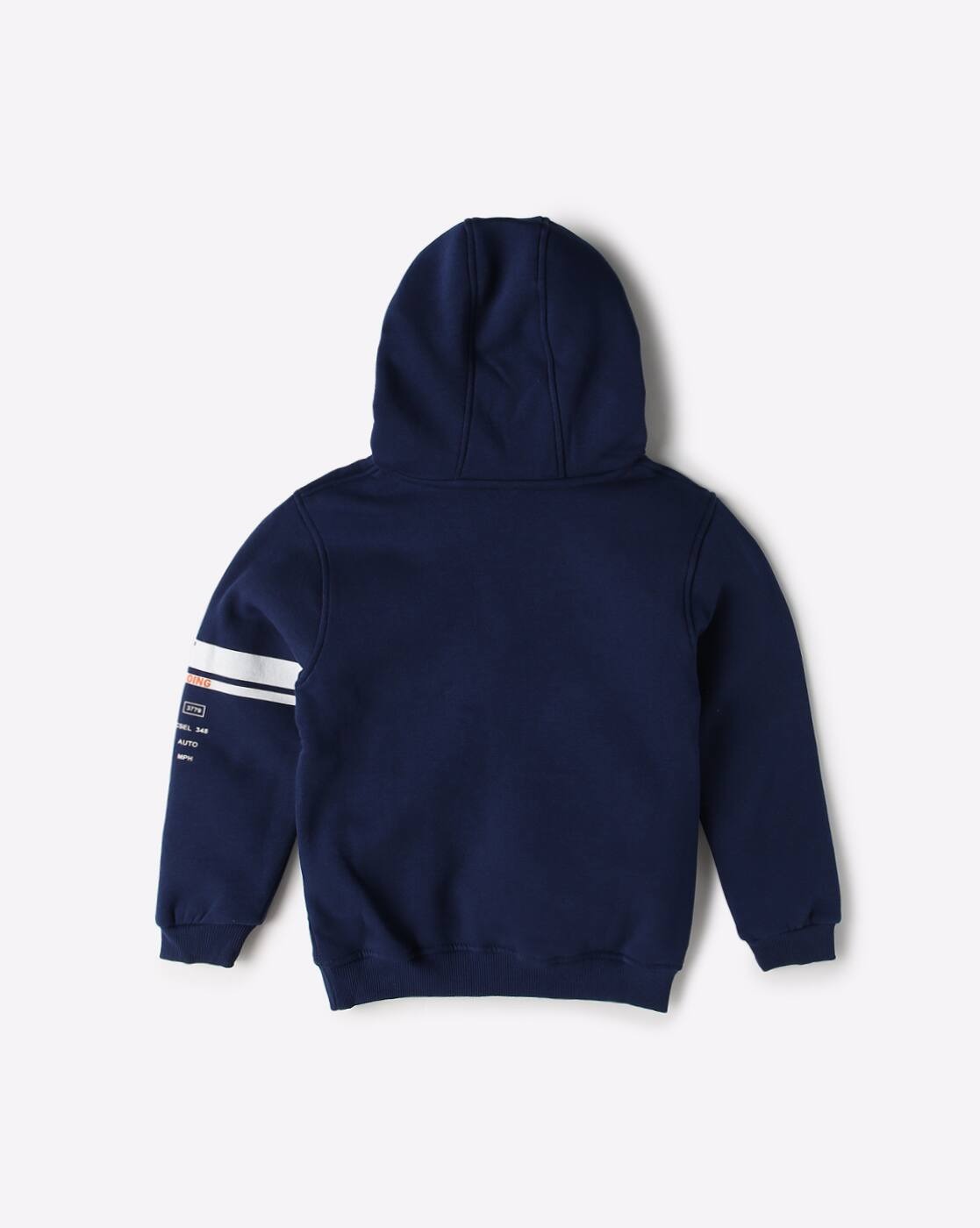 Cool & Playful – Boys’ Navy Blue Hoodie with Text Detailing