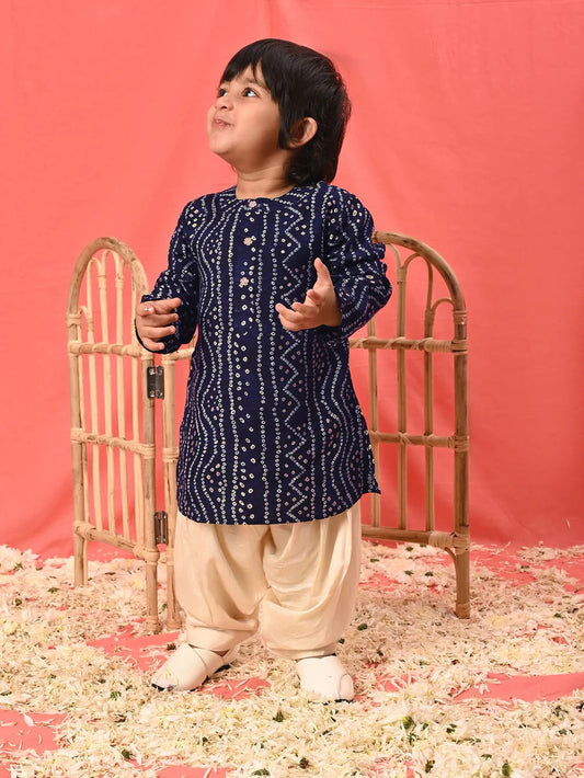 Tiny Trendsetter – Boys’ Navy Kurta Patiala Celebration Set