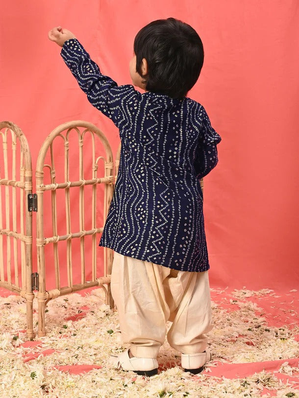 Tiny Trendsetter – Boys’ Navy Kurta Patiala Celebration Set