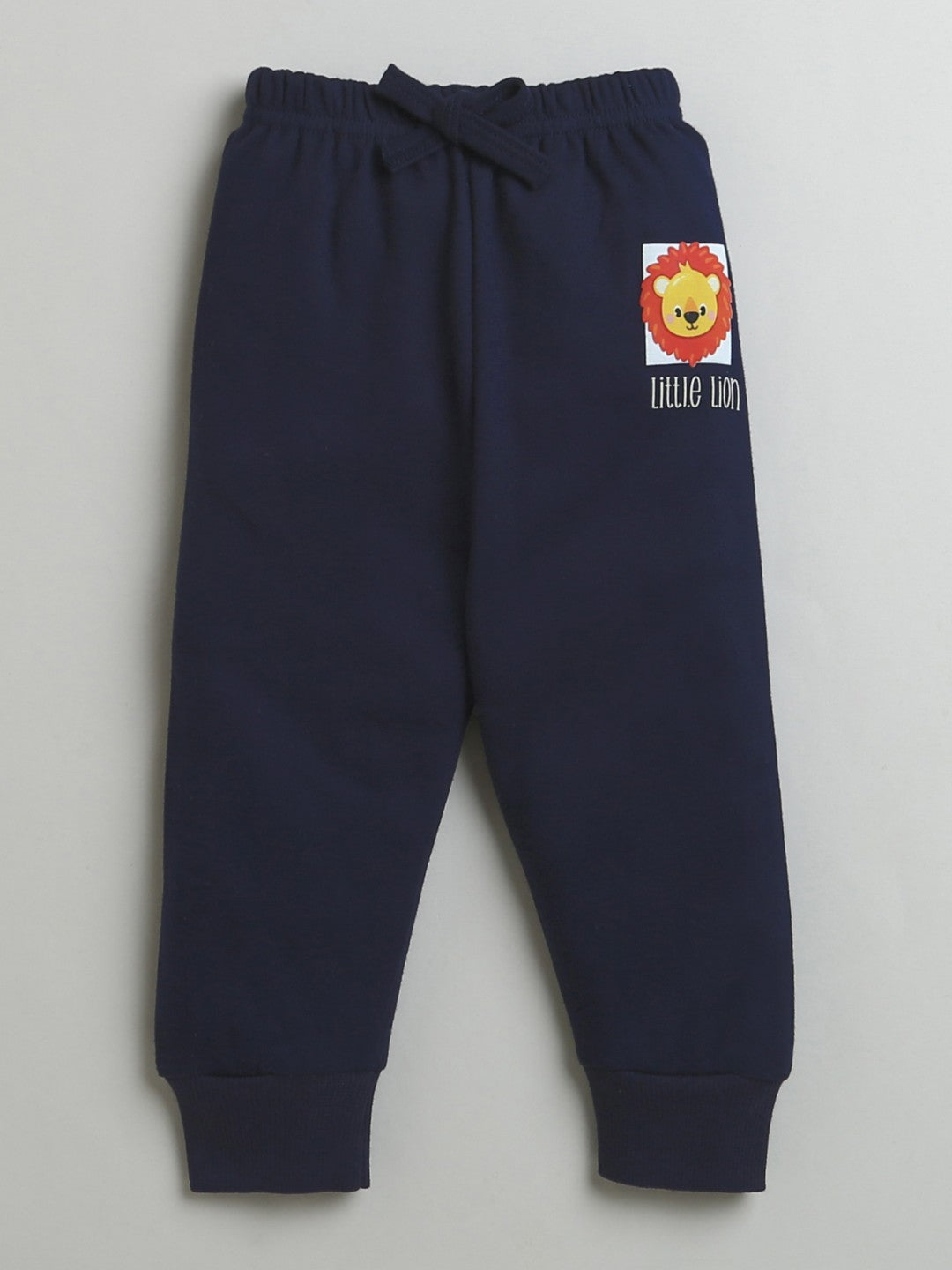 Little lions rule in Bumzee’s cozy, stylish navy sweatshirt & joggers for winter days!