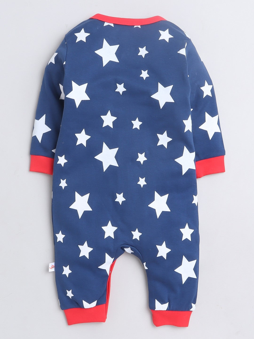 Bumzee’s full-length romper: comfy cotton, snap closures, and vibrant navy blue style!