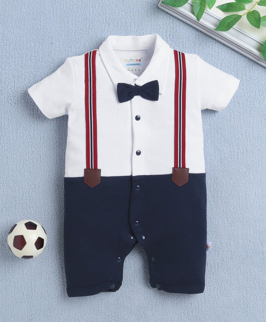 Everyday Ease – Bumzee Unisex Cotton Solid Romper in Navy Blue