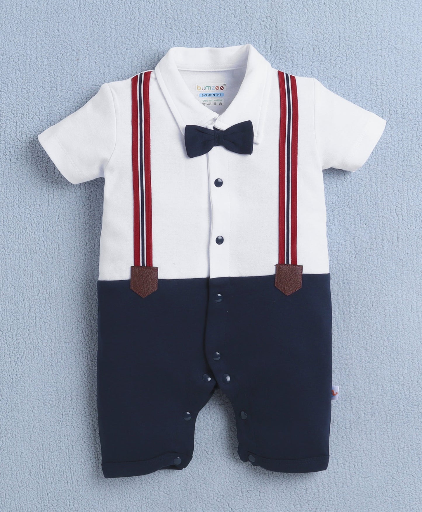 Everyday Ease – Bumzee Unisex Cotton Solid Romper in Navy Blue