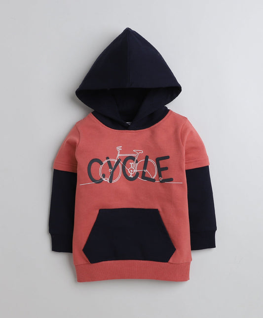 Pedal Power Sweatshirt – Bumzee Boys’ Navy Hooded Cotton Pullover