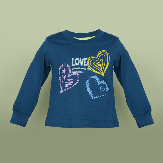 Big Premier Girl's Navy Blue '#spreadlove' Graphic Top