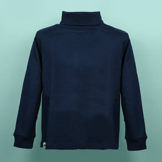 Smart Layer Tee – Ollypop Boys’ Navy Blue High Neck Cotton Top