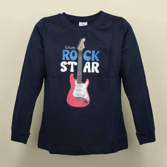 Future Rock Star Tee – Ollypop Boys’ Full Sleeve Cotton Blend T-Shirt