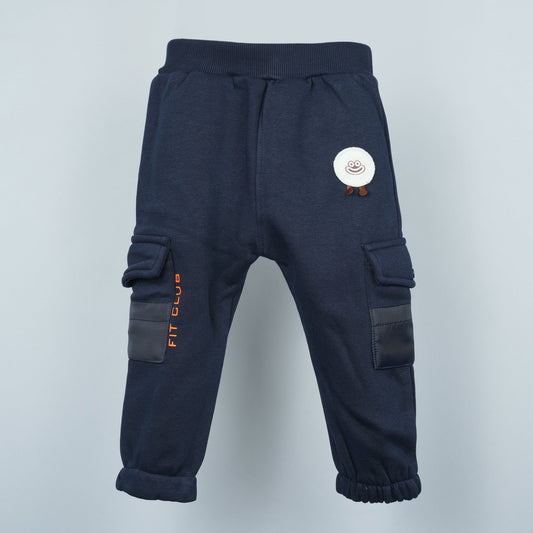 Baby Loon Boy's Warmth+ Navy Blue Cargo Pants (Applique)