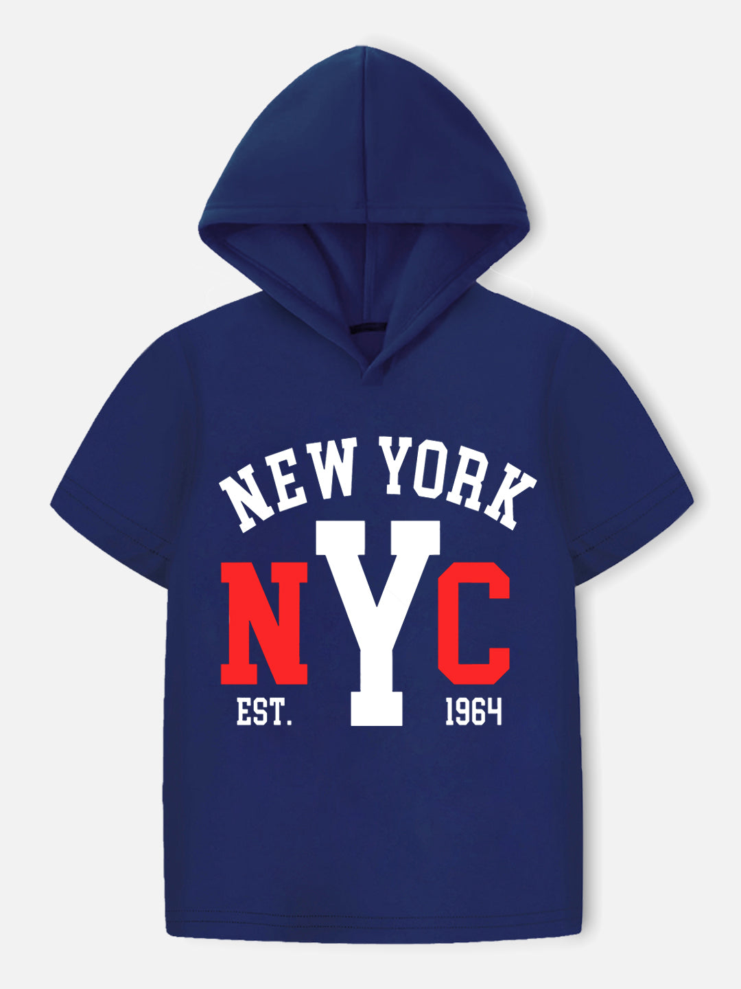 Trampoline Boy's Navy Blue Hooded 'NEW YORK' T-Shirt & Track Pant Set
