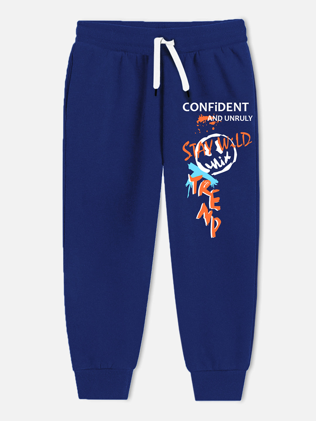 Trampoline Boy's Navy Blue Hooded T-Shirt & Pant Set (Graphic Print)