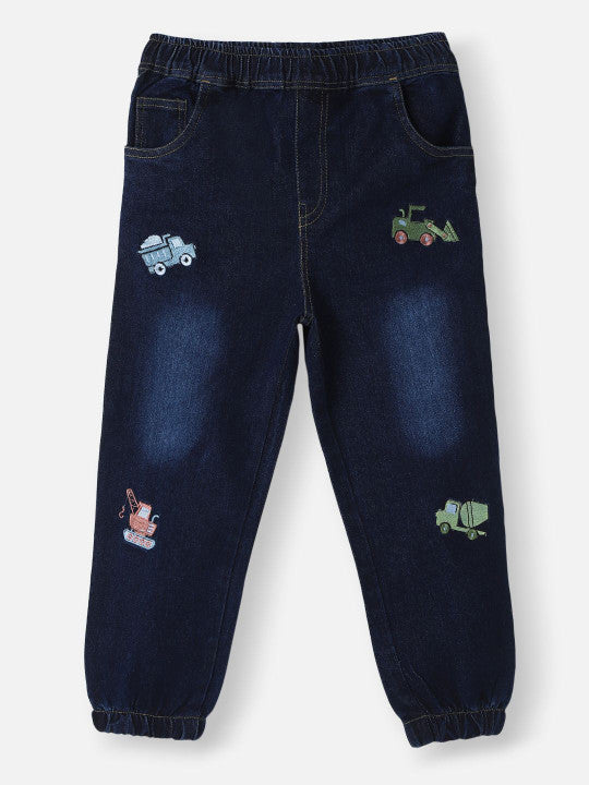 Elasticated Flared Navy Boy Jeans