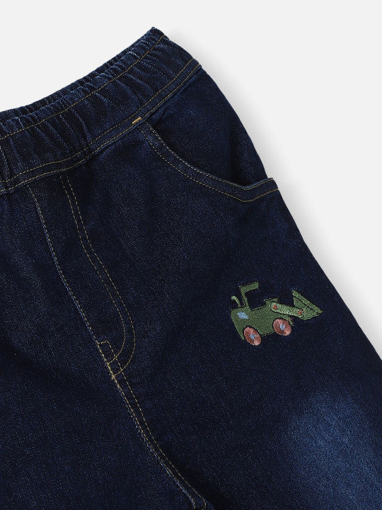 Elasticated Flared Navy Boy Jeans