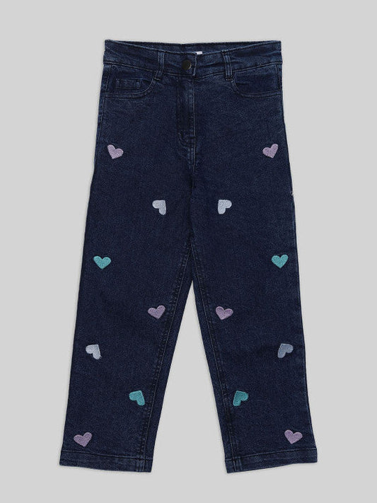 Embroidered Button-Down Flared Jeans