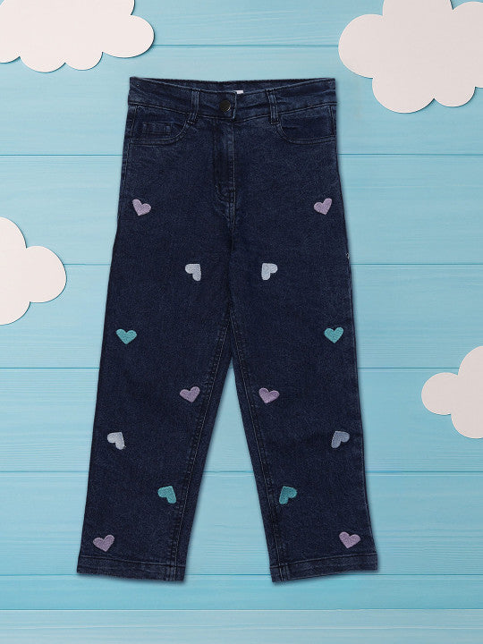 Embroidered Button-Down Flared Jeans