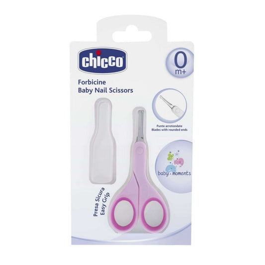 Chicco Baby Nail Scissors – Rounded Blade Tips for Safety, Easy-Grip Handle, Grooming Tool for Newborns 0m+ (Pink)