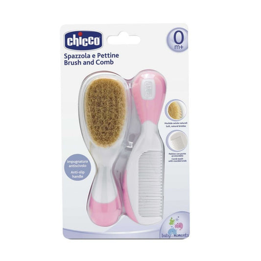 Chicco Brush And Comb - Specially designed for Babies (Pink)