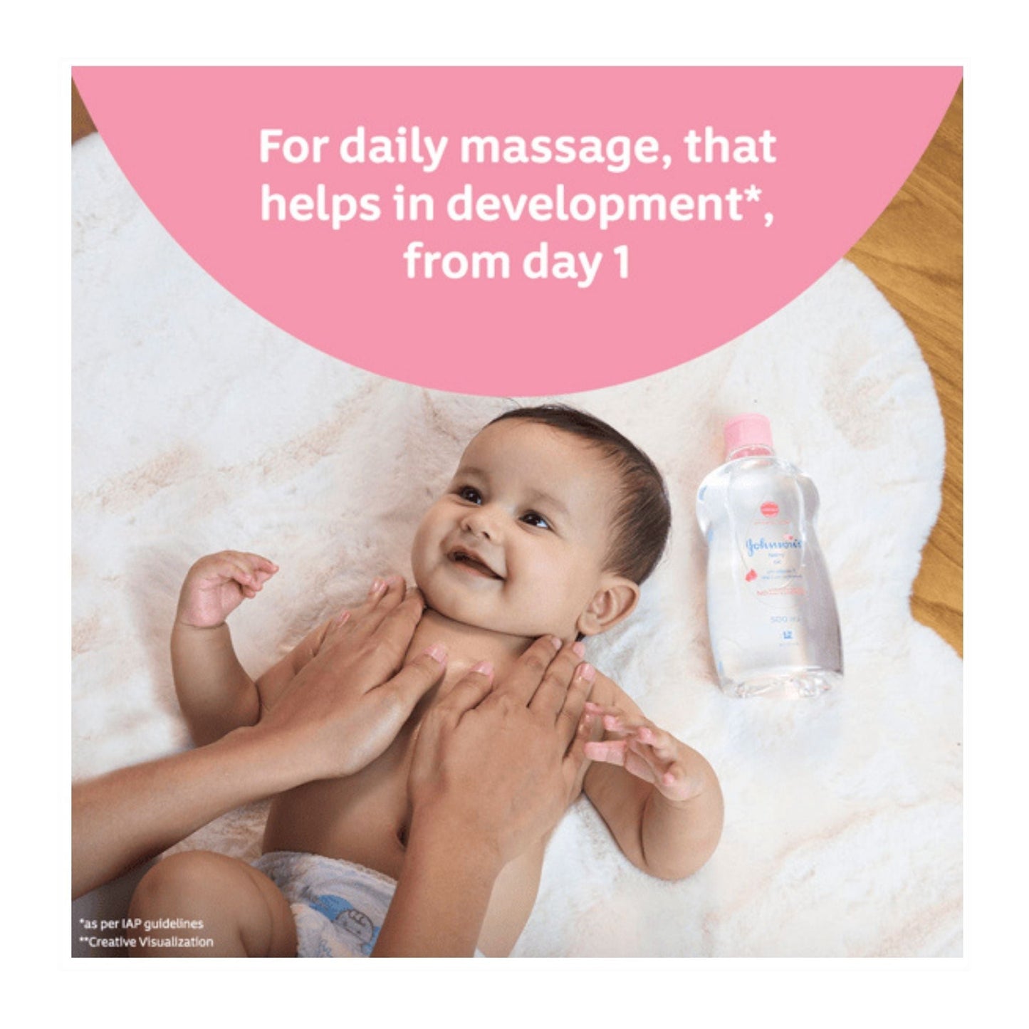 Johnson Baby Oil with Vitamin E for Easy Spread & Massage (500 ml)