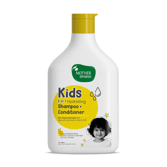 Mother Sparsh 2 In 1 Hydrating Shampoo + Conditioner -Tear Free Shampoo & Conditioner With Natural Oatmeal & Vitamin B5 for Kids & Babies-300ml