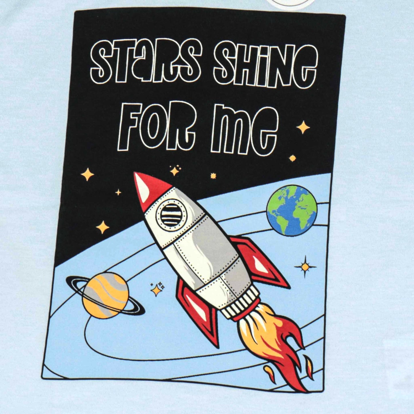 Ollypop Boys' Light Blue Sinker Half Sleeve T-Shirt – "STARS SHINE FOR ME" Motivational Print, Cotton Fabric