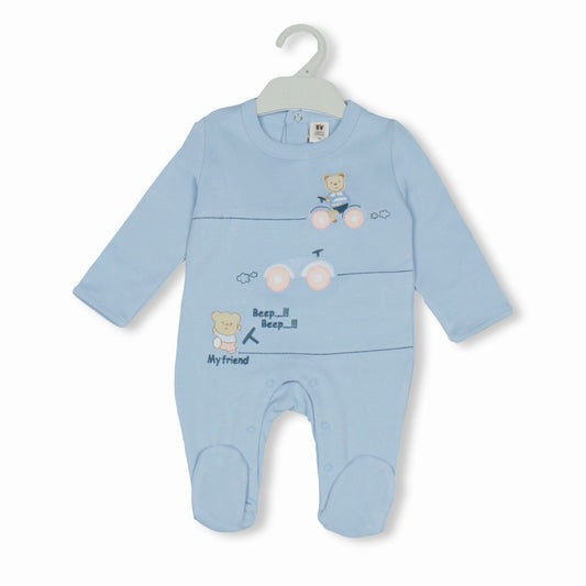 Cozy Sky Blue Fun: ToffyHouse Boy's Soft Romper Set for All Seasons