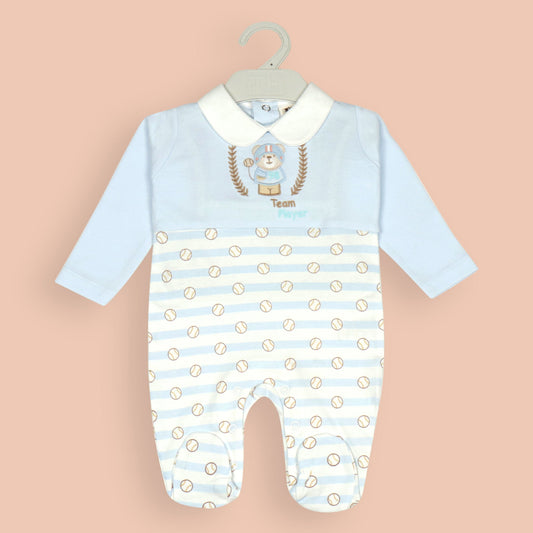 Toffyhouse Playful Sky Blue Romper – Soft Touch, Button Fun, Little Explorers Welcome!