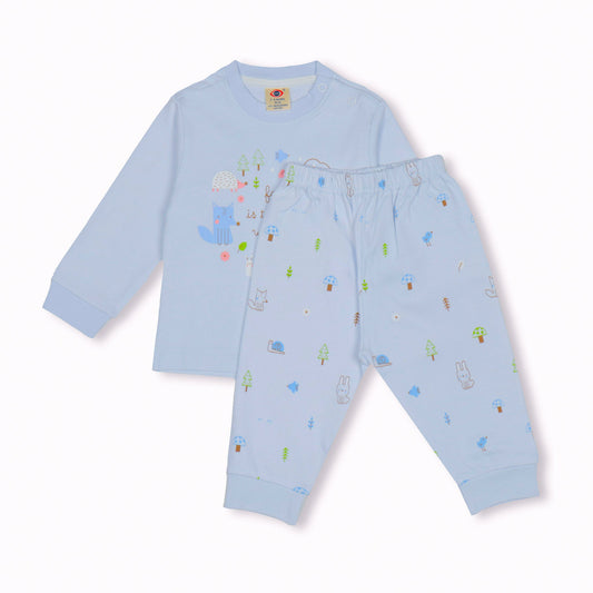 Zero Cozy Critters Pyjama Set-Warm Retro Blue for Fall Fun!