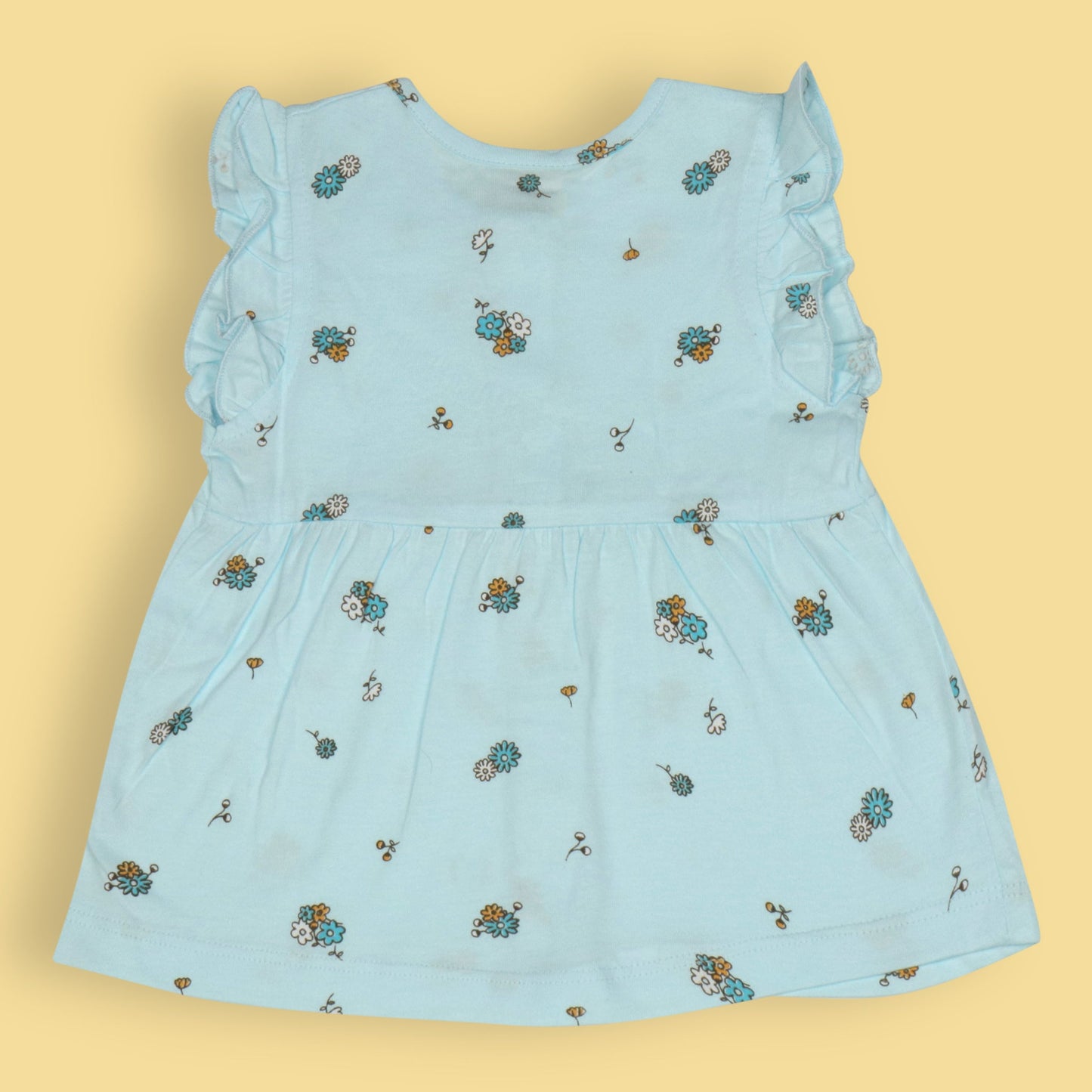 Zero's Sky-Blue Blossom Breeze: Summer Frock & Cozy Bloomer Set