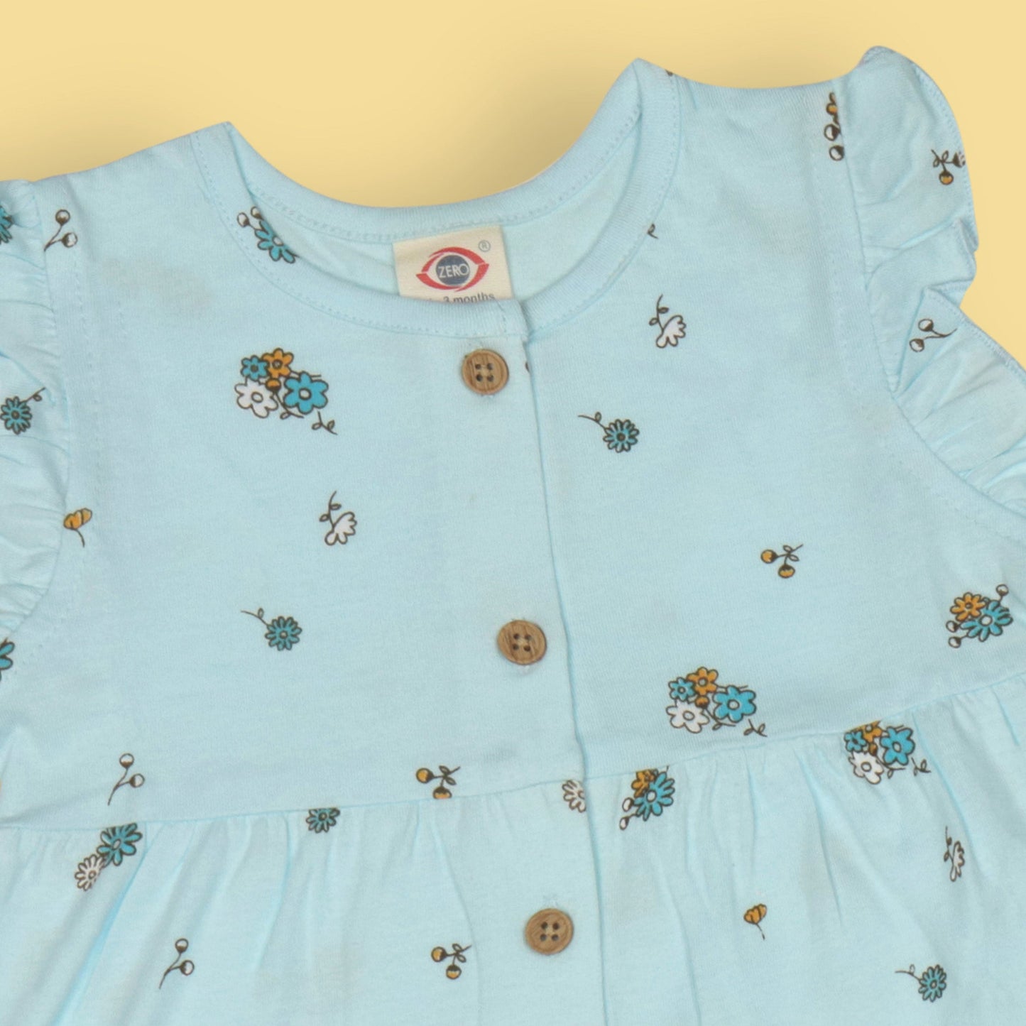 Zero's Sky-Blue Blossom Breeze: Summer Frock & Cozy Bloomer Set