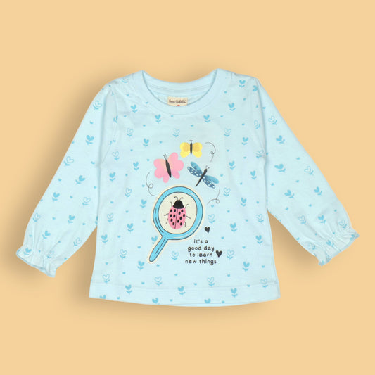 Inspiring Cucumber Girl's Soft Cotton T-Shirt (Light Blue)