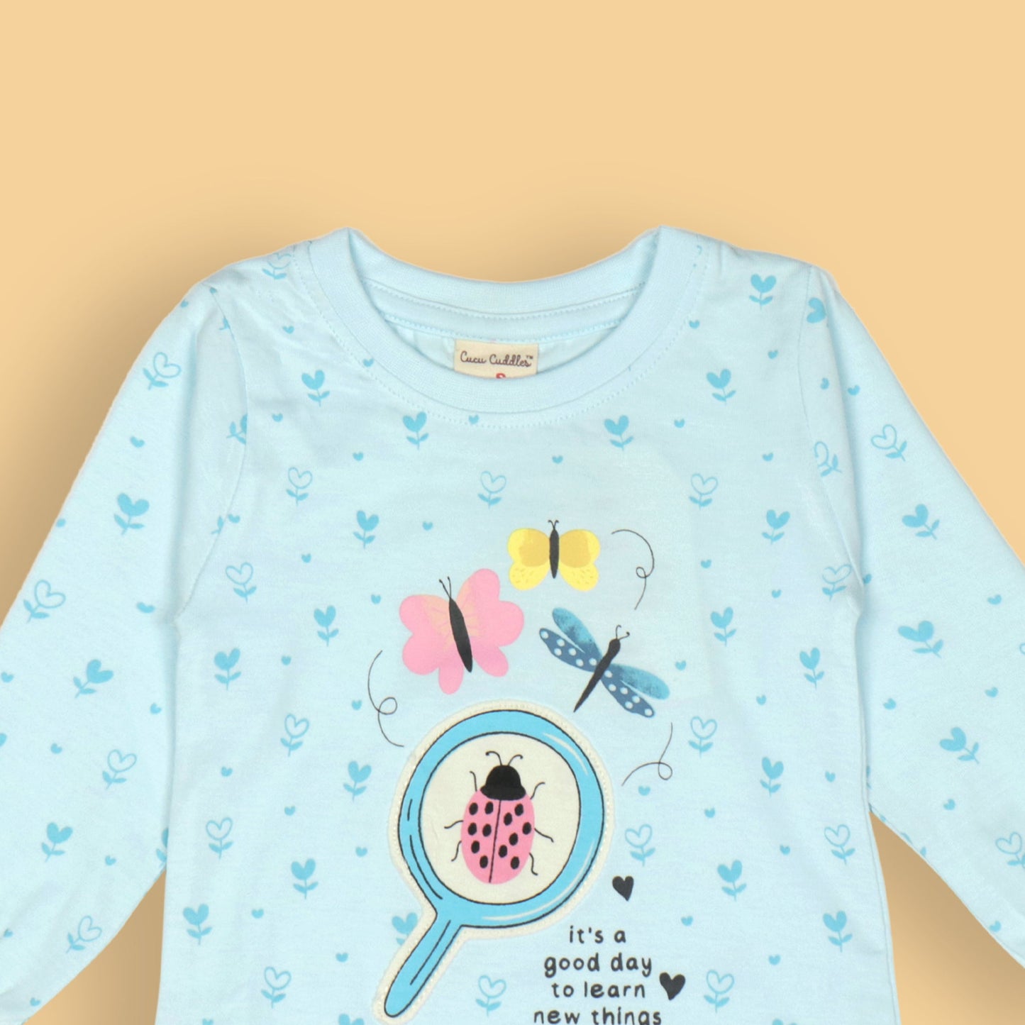Inspiring Cucumber Girl's Soft Cotton T-Shirt (Light Blue)