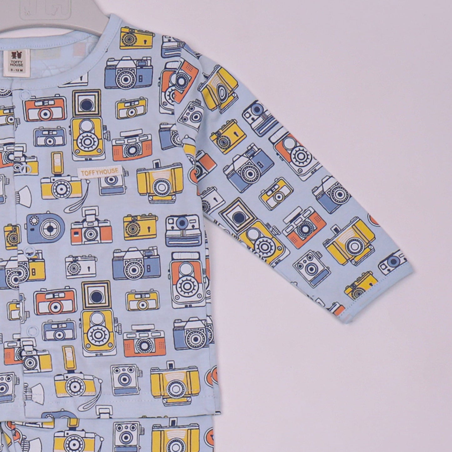 Toffyhouse Boys’ Cotton Nightwear Set Light Blue Full Sleeve T-Shirt with Pants
