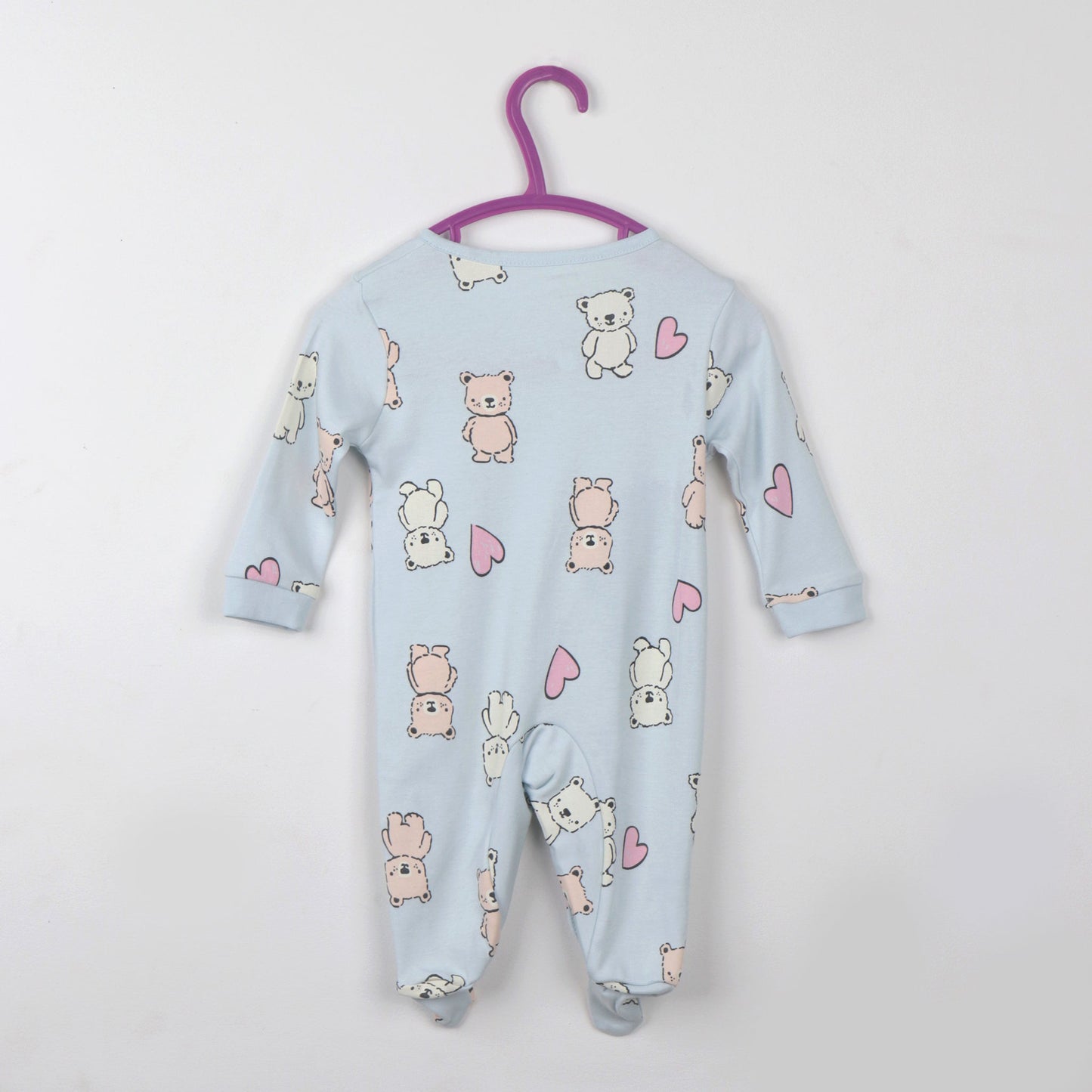 Cucumber Light Blue Full Length Romper | Snap Button Closure & All-Over Print Comfort