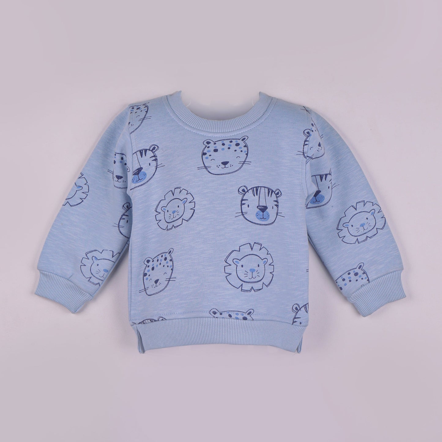 Trendy Winter Look – Boys’ Light Blue Sweatshirt with Prints