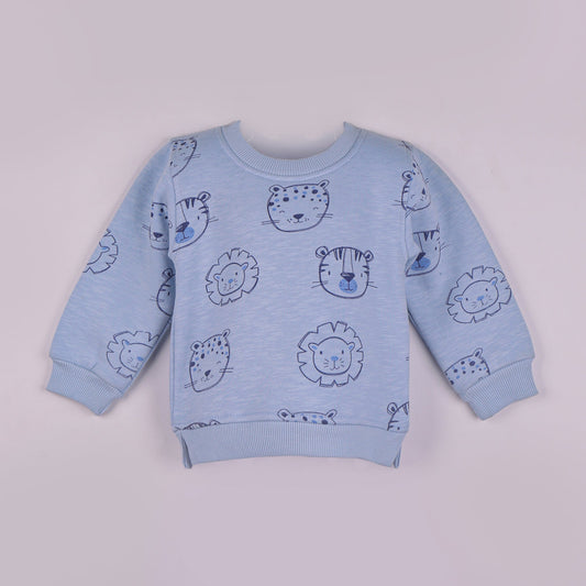 Trendy Winter Look – Boys’ Light Blue Sweatshirt with Prints