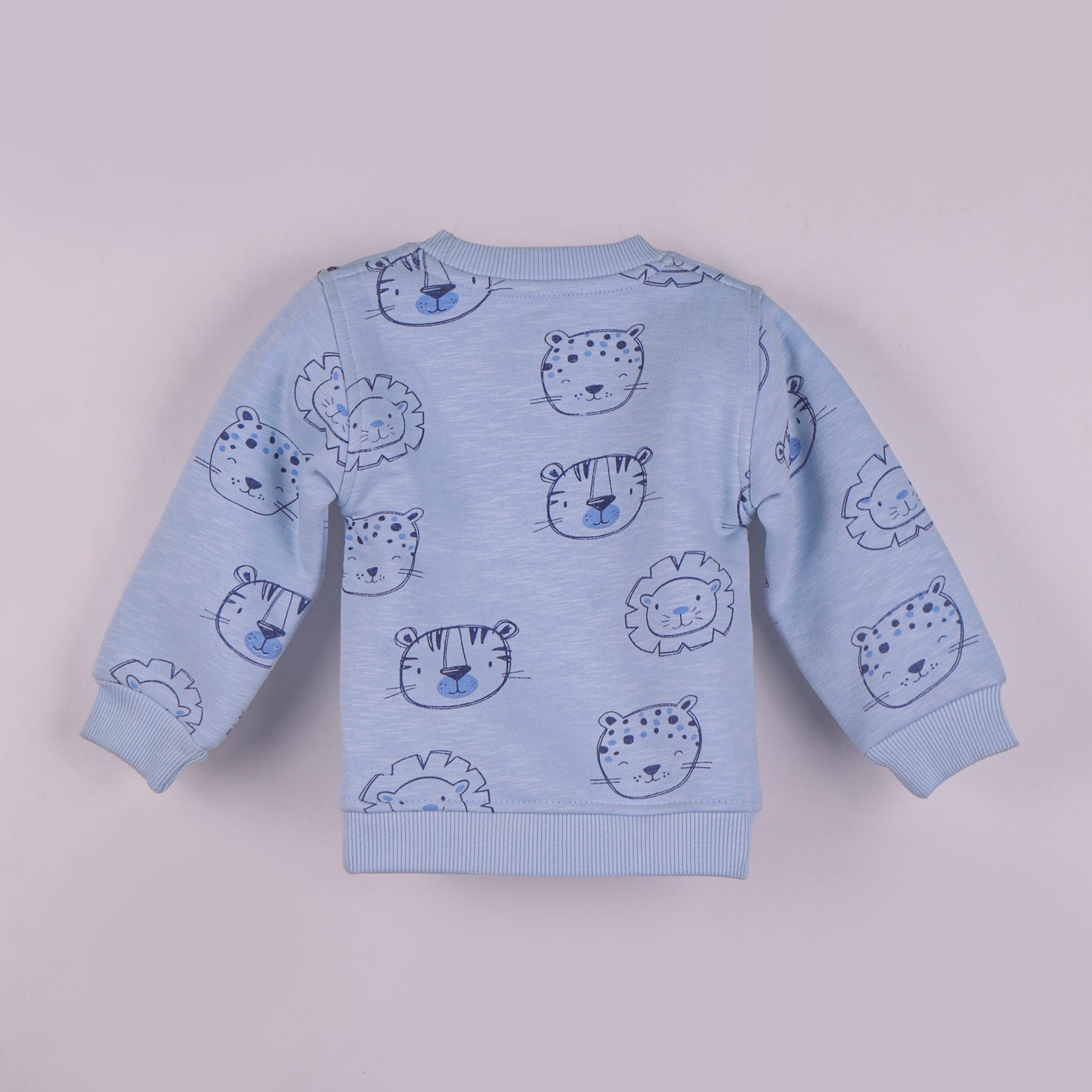 Trendy Winter Look – Boys’ Light Blue Sweatshirt with Prints