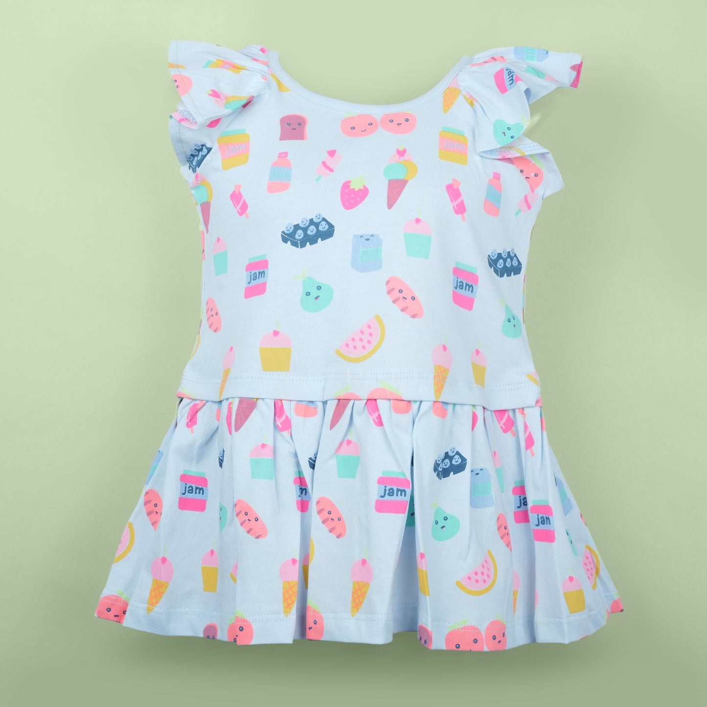 Playday Pretty – Girls’ Sky Blue All Over Print Dress