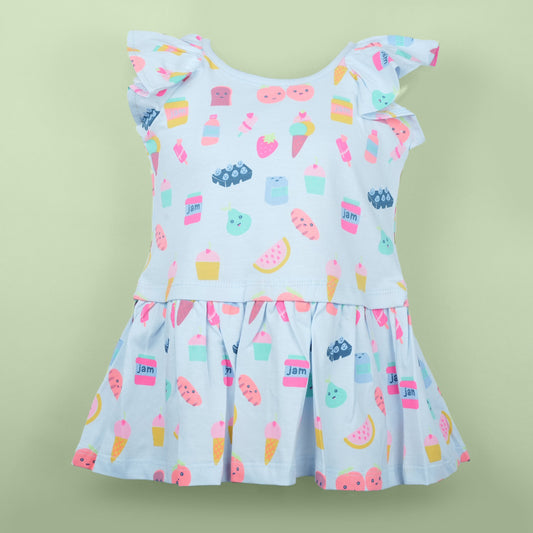 Playday Pretty – Girls’ Sky Blue All Over Print Dress