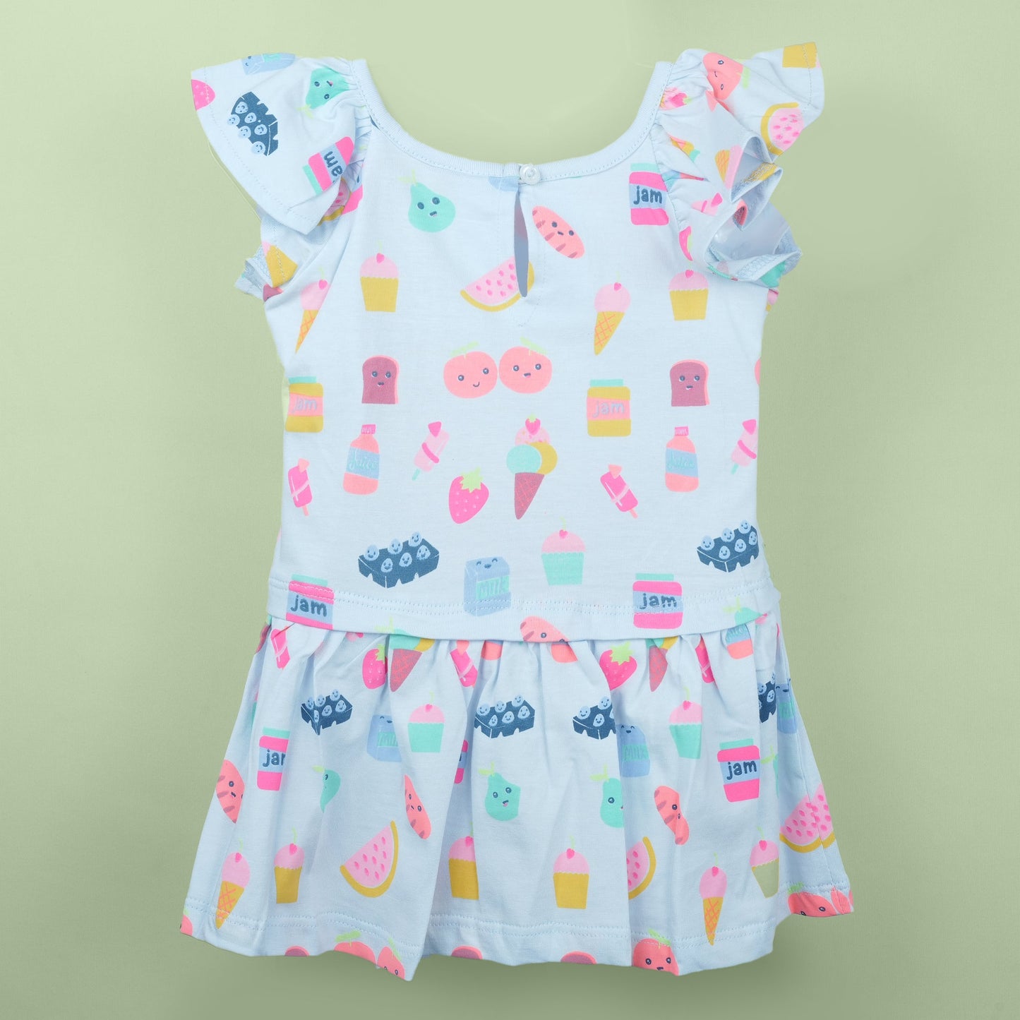 Playday Pretty – Girls’ Sky Blue All Over Print Dress