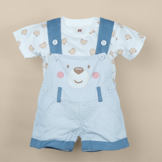 Playful Days – Unisex Sky Blue Outdoor Dungaree Combo