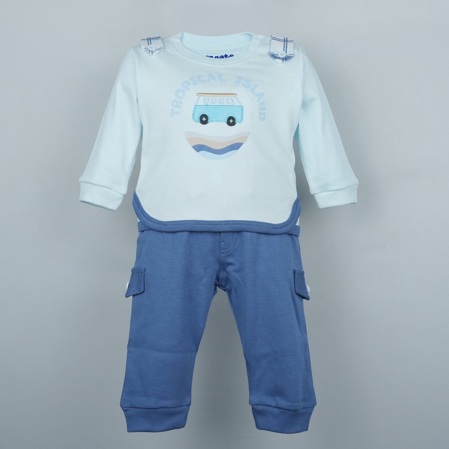 Sky Blue Style: The Embroidered T-Shirt and Jogger Fit Combo