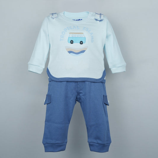 Sky Blue Style: The Embroidered T-Shirt and Jogger Fit Combo