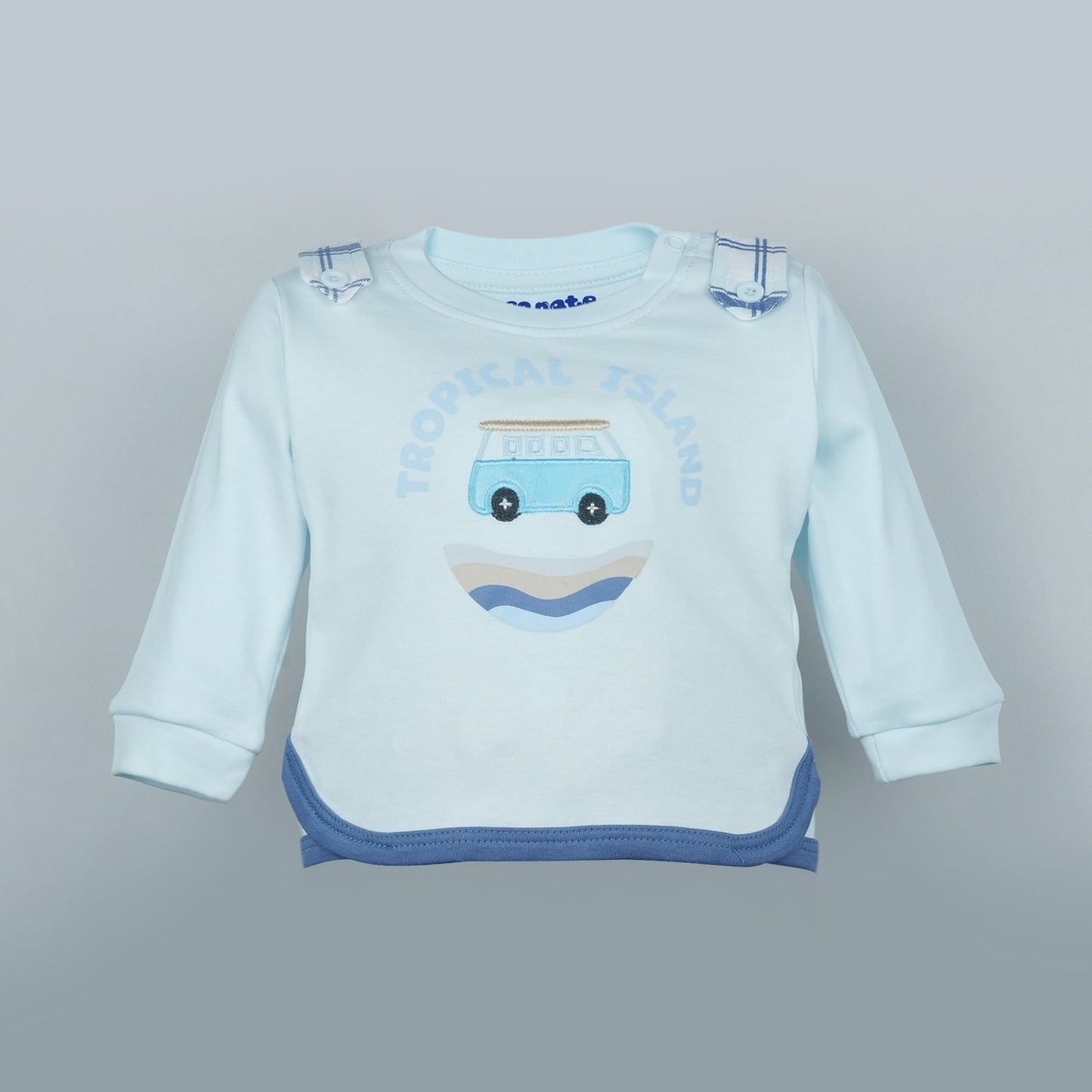 Sky Blue Style: The Embroidered T-Shirt and Jogger Fit Combo