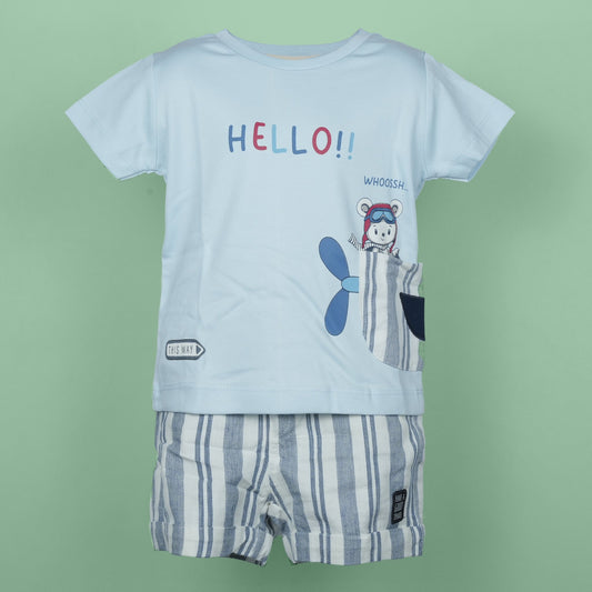 Whoossh' Blue T-Shirt & Shorts Set