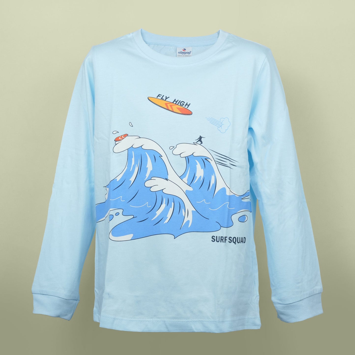 Skyline Tee – Ollypop Boys’ Light Blue Cotton Blend Full Sleeve T-Shirt