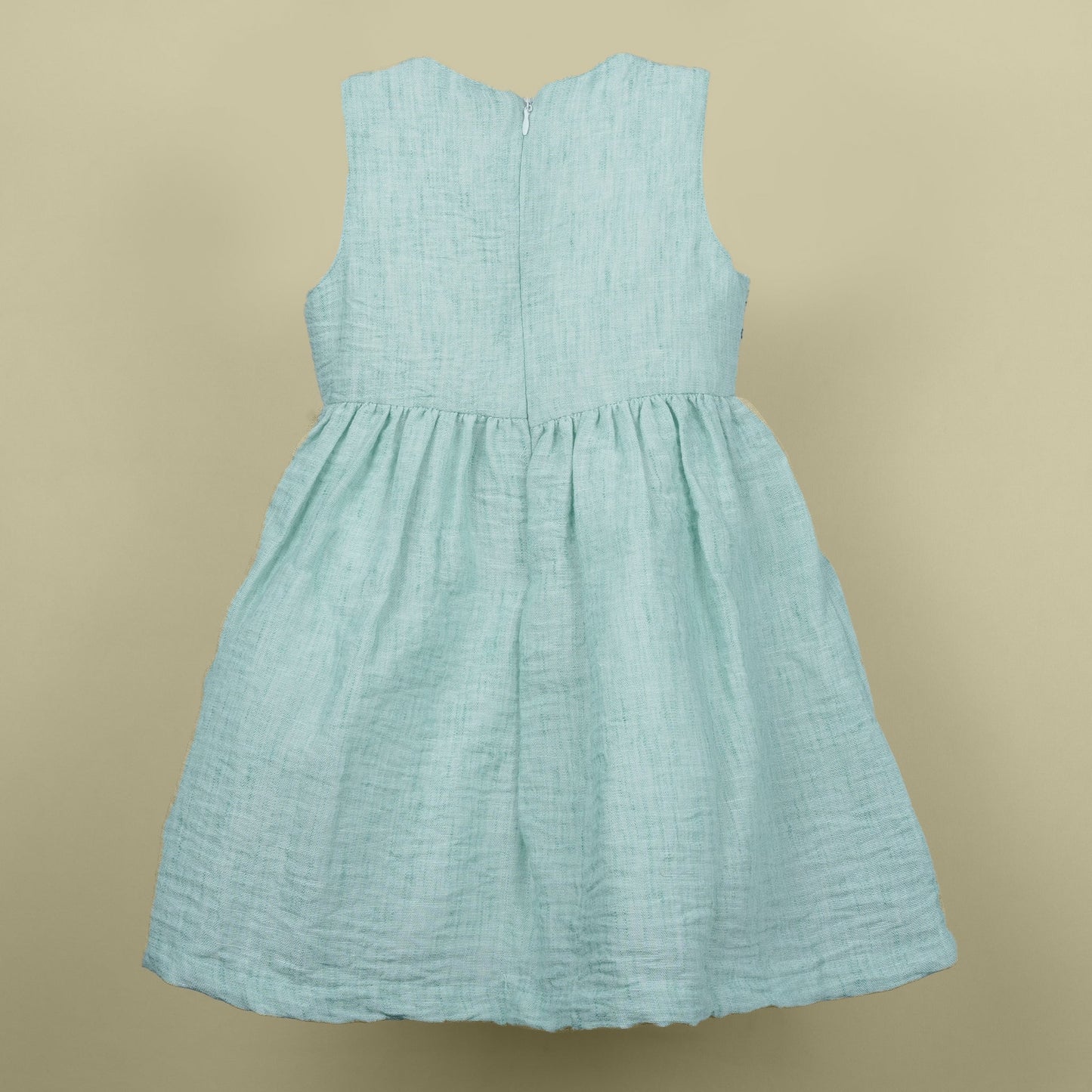 DW Girl's Light Blue Embroidered Party Frock (Sleeveless)
