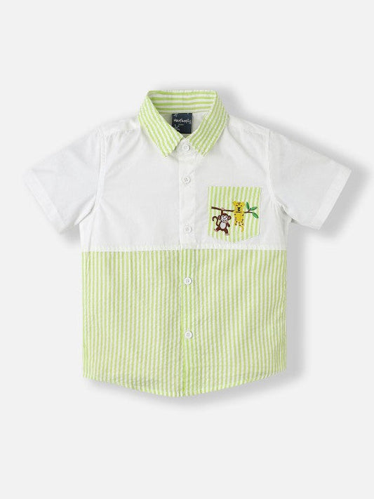 Striped Sky Blue Polo Shirt & Shorts Set
