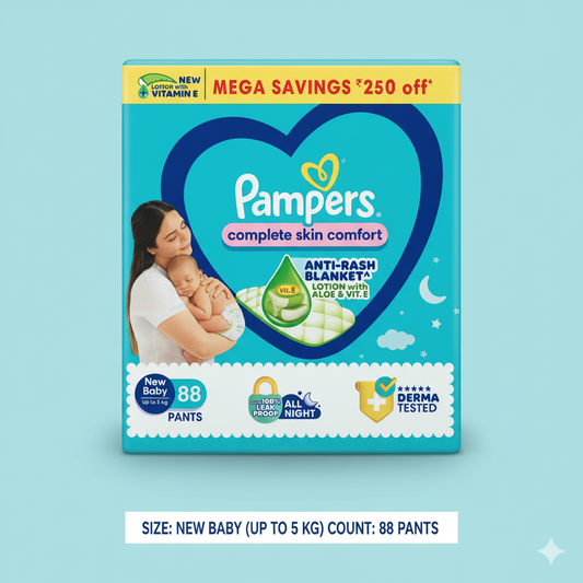 Pampers New Born Diaper Pants NB | 88 Pcs | Anti-Rash & Aloe Vera